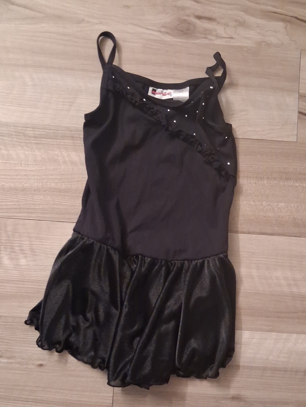 Jacques Moret Black Ruffle Sparkle Dance Leotard And Skirt Size 12-14 Girls (M)